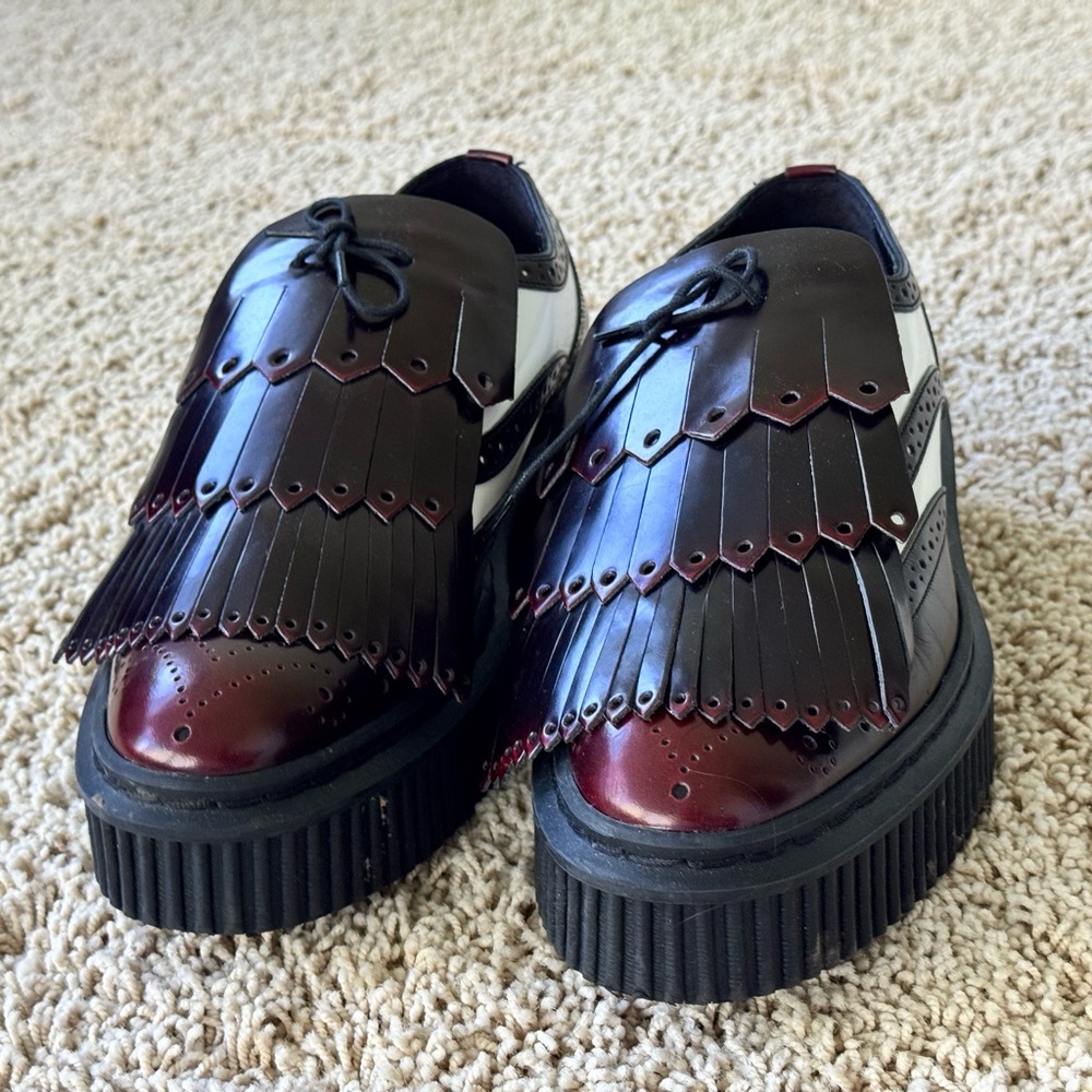 Burberry two tone platform brogue leather oxford